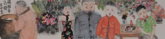 李津  满园春色 33x138cm 纸本设色